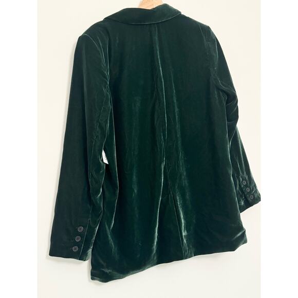 Emerald Green Velvet Long Blazer Size Large Holiday Christmas Party Old Navy - Picture 3 of 15